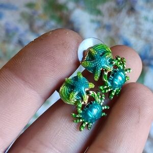 Signed MJ crab earrings